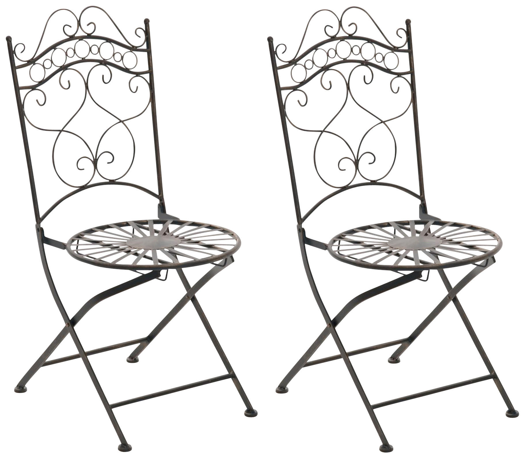 GARTENKLAPPSTUHL 2er Set Metall bronze - Bronzefarben, Metall (40/92/50cm) - CLP