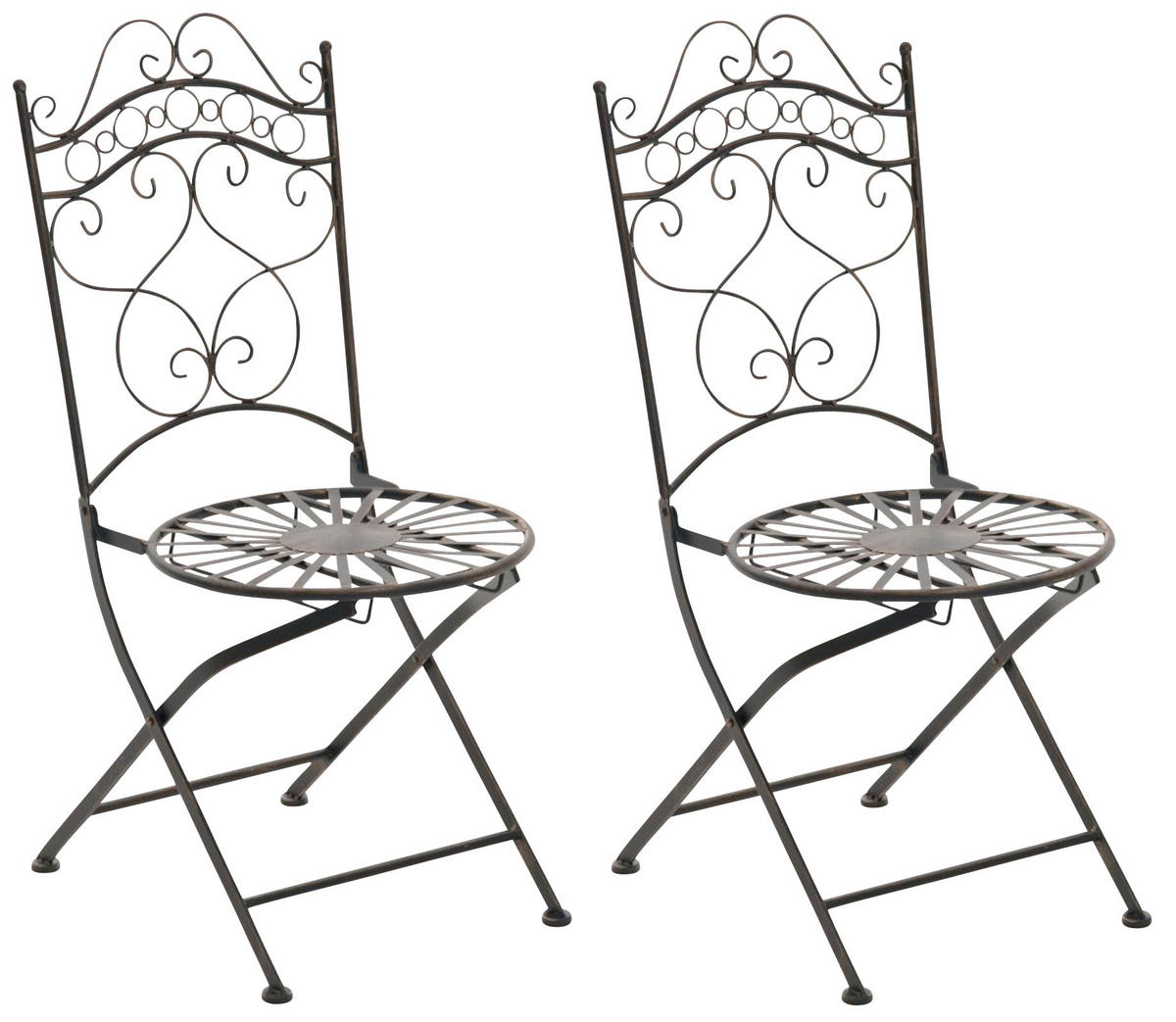 GARTENKLAPPSTUHL 2er Set Metall bronze - Bronzefarben, Metall (40/92/50cm) - CLP