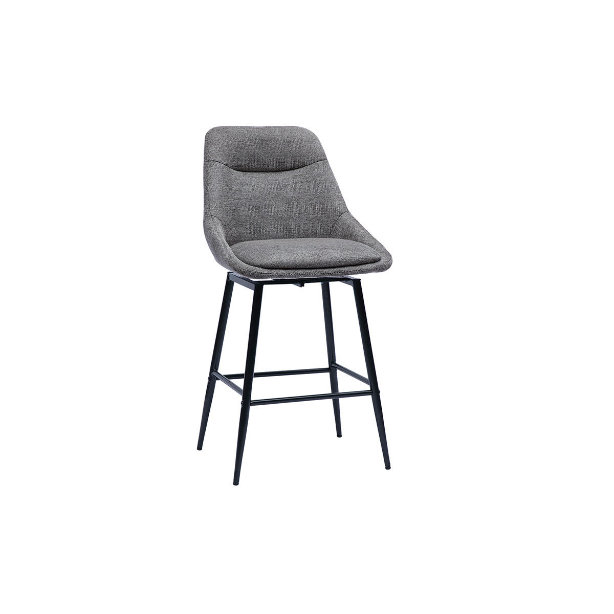 BARHOCKER aus Textil in Grau mit Samteffekt und Metall drehbar H66 cm (2er-Set) ALESS - Grau, Textil (52.5/97/49.5cm) - Miliboo