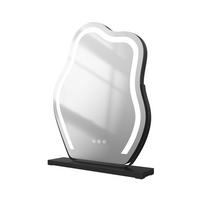 KOSMETIKSPIEGEL Unregelmäßige Form mit Beleuchtung, Schwarz, 58,2/45 cm - Schwarz, Glas (45/12/58.2cm) - EMKE