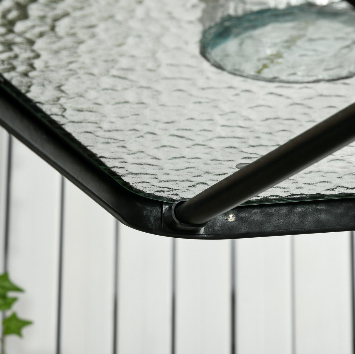 GARTENTISCH aus Metall 76x76x72 cm Schwarz mit Schirmloch - Naturfarben, Metall (76/76/72cm) - Modfu