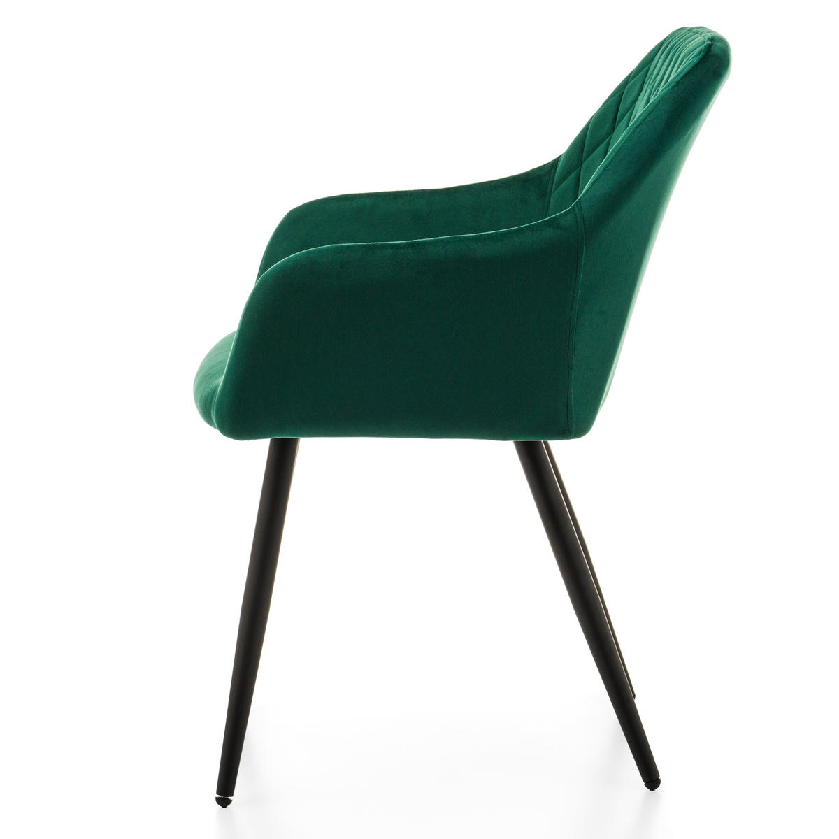 STUHL TODI gepolstert mit Steppung - grün - Samt Velours - Schwarz/Grün, Textil/Metall (56/85/62cm) - NEW HOME