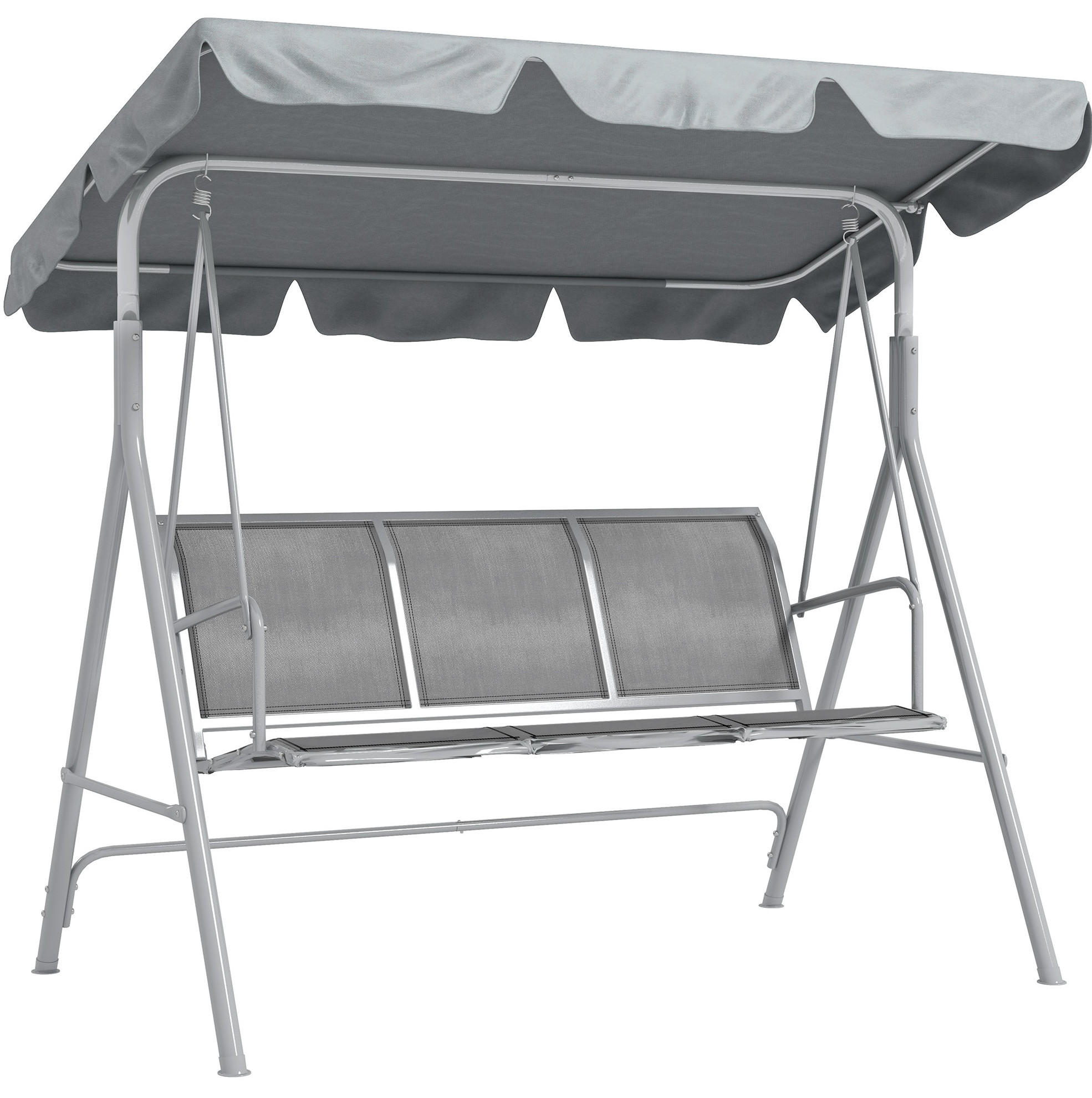 HOLLYWOODSCHAUKEL aus Metall 171x108x154cm in Grau mit verstellbarem Verdeck - Grau, Metall (108/154/171cm) - Modfu