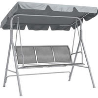 HOLLYWOODSCHAUKEL aus Metall 171x108x154cm in Grau mit verstellbarem Verdeck - Grau, Metall (108/154/171cm) - Modfu