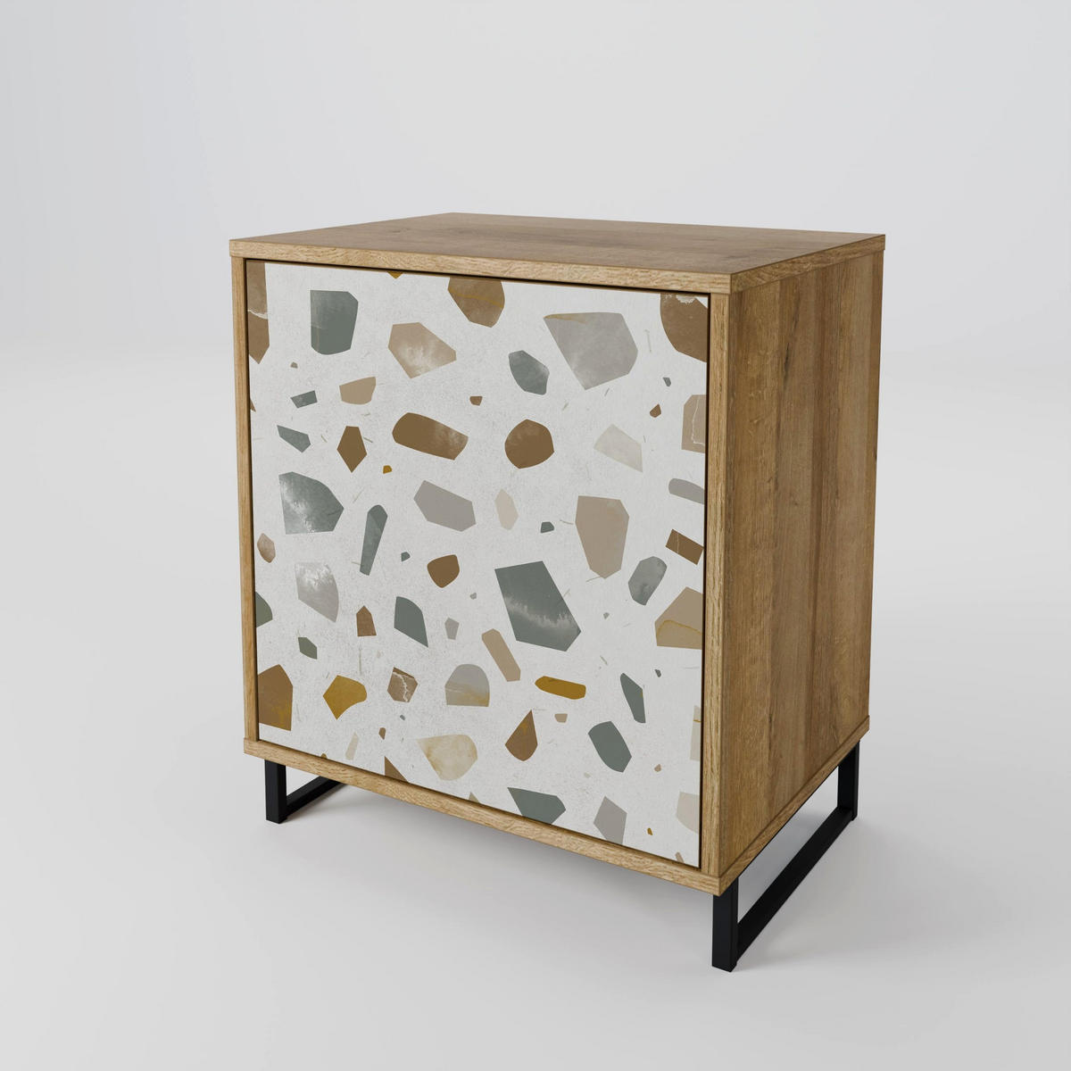 SIDEBOARD PIECES OF TOMORROW, Eichefarben, 57,5x42x77,5 cm, Schräge Buchenholzfüße - Eichefarben/Buchefarben, Holzwerkstoff/Buchenholz (57.5/77.5/42cm) - SpaceRebels