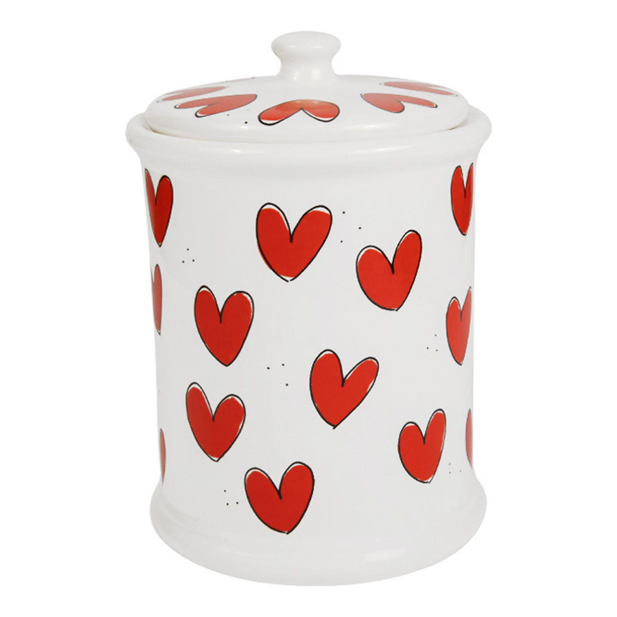 VORRATSDOSE Valentinstag Rote Herzen in Rot - 17cm - Multicolor, Keramik (12.5/17.5/12.5cm) - Blond Amsterdam