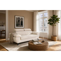 2,5-SITZER Karlstad Chenille Beige verstell. Kopfstützen B 194 cm - Sahara, Kunststoff/Textil (194/84/100cm) - foamnova