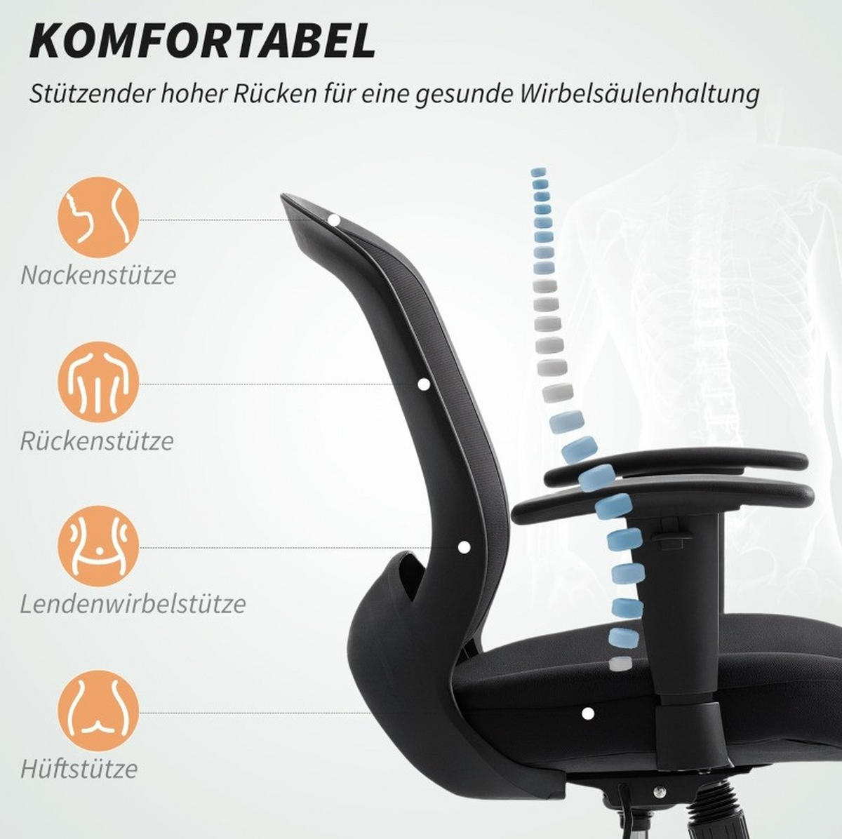 DREHSTUHL 65/92,5-102,5/59 cm Schwarz aus Kunststoff mit Wippfunktion - Schwarz, Kunststoff (59/102.5/65cm) - OKMYHOME