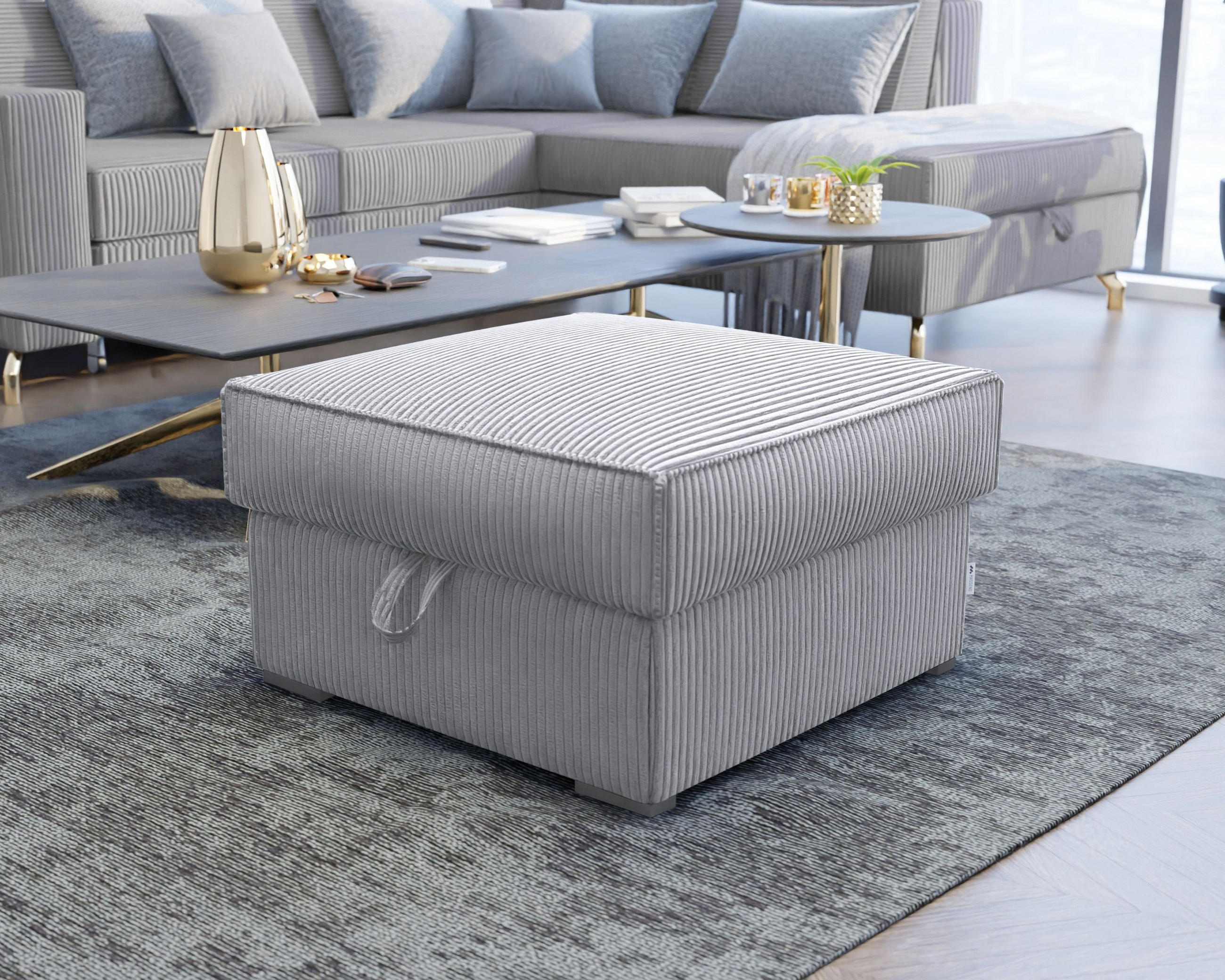POUF FERA Hellgrau 65x65 cm - Hellgrau, Textil (65/38/65cm) - MASSENO