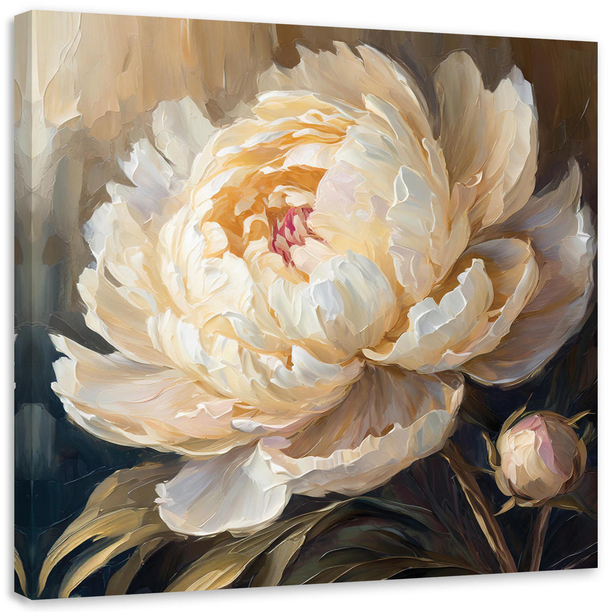 WANDBILD gemalte pfingstrose beige - Beige, Textil (40/40cm) - Feeby