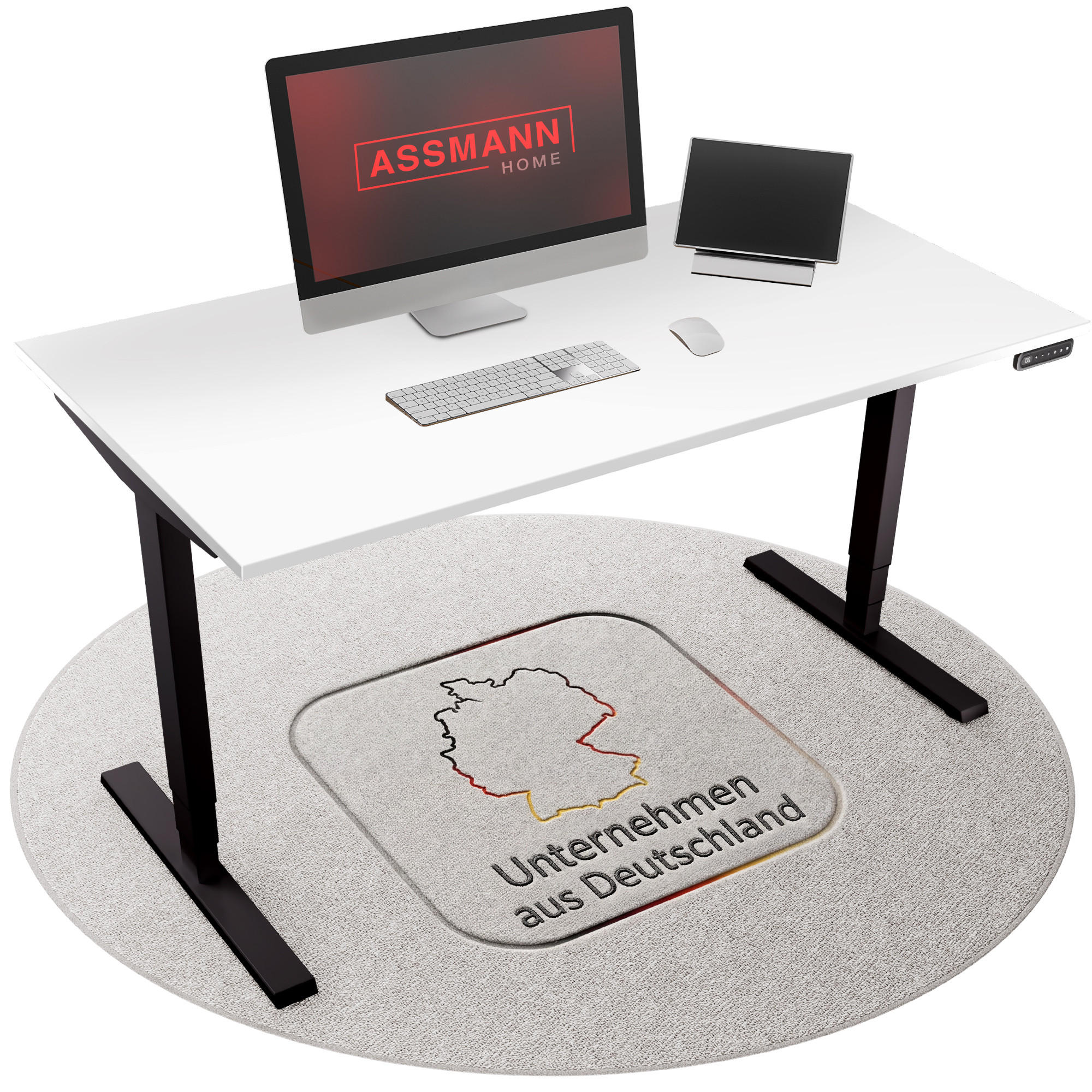 Assmann Schreibtisch Weiß, Schwarz 120x127x70 cm