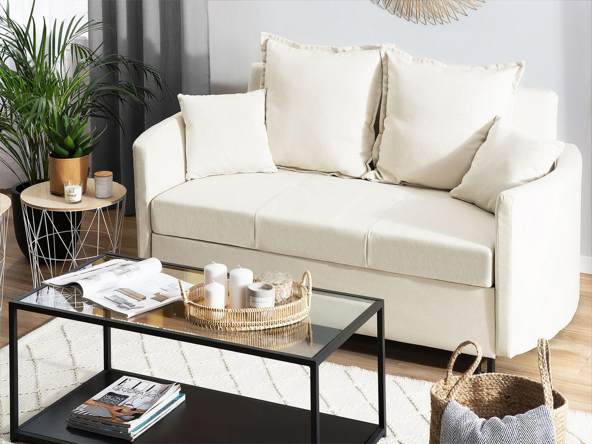 2-SITZER-SCHLAFSOFA Polsterbezug Beige Hovin - Beige, Textil (166/84/92cm) - Beliani