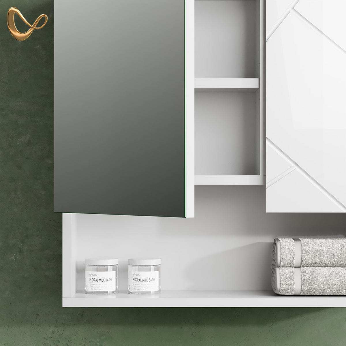 BADSPIEGELSCHRANK Ronco Weiß Hochglanz 54 x 55 cm - Weiß Hochglanz/Weiß, Holzwerkstoff (54/55/16.9cm) - Livinity®