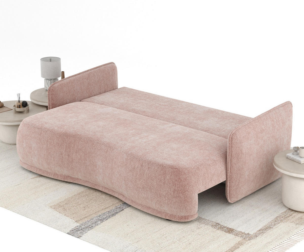 SCHLAFSOFA Mitsis Rosa Chenille - Schwarz/Rosa, Holz/Holzwerkstoff (231/93/106cm) - Maison de Reve