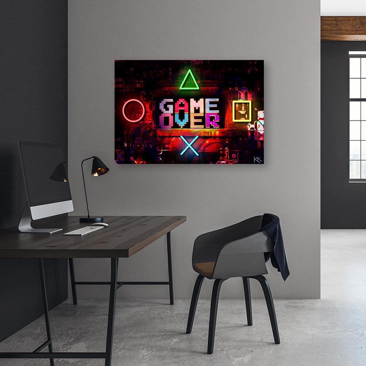 WANDBILD spiel über den spieler - Multicolor, Textil (60/40cm) - Feeby