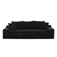 SCHLAFSOFA 273/98/87 cm Schwarz mit beidseitigen Taschen und Getränkehaltern - Schwarz, Textil (107.48/34.25/38.58cm) - Oxeza