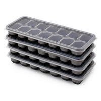 EISWÜRFELFORM 4er Set mit Deckel Schwarz - Schwarz, Kunststoff (3.1/25.4/9.8cm)