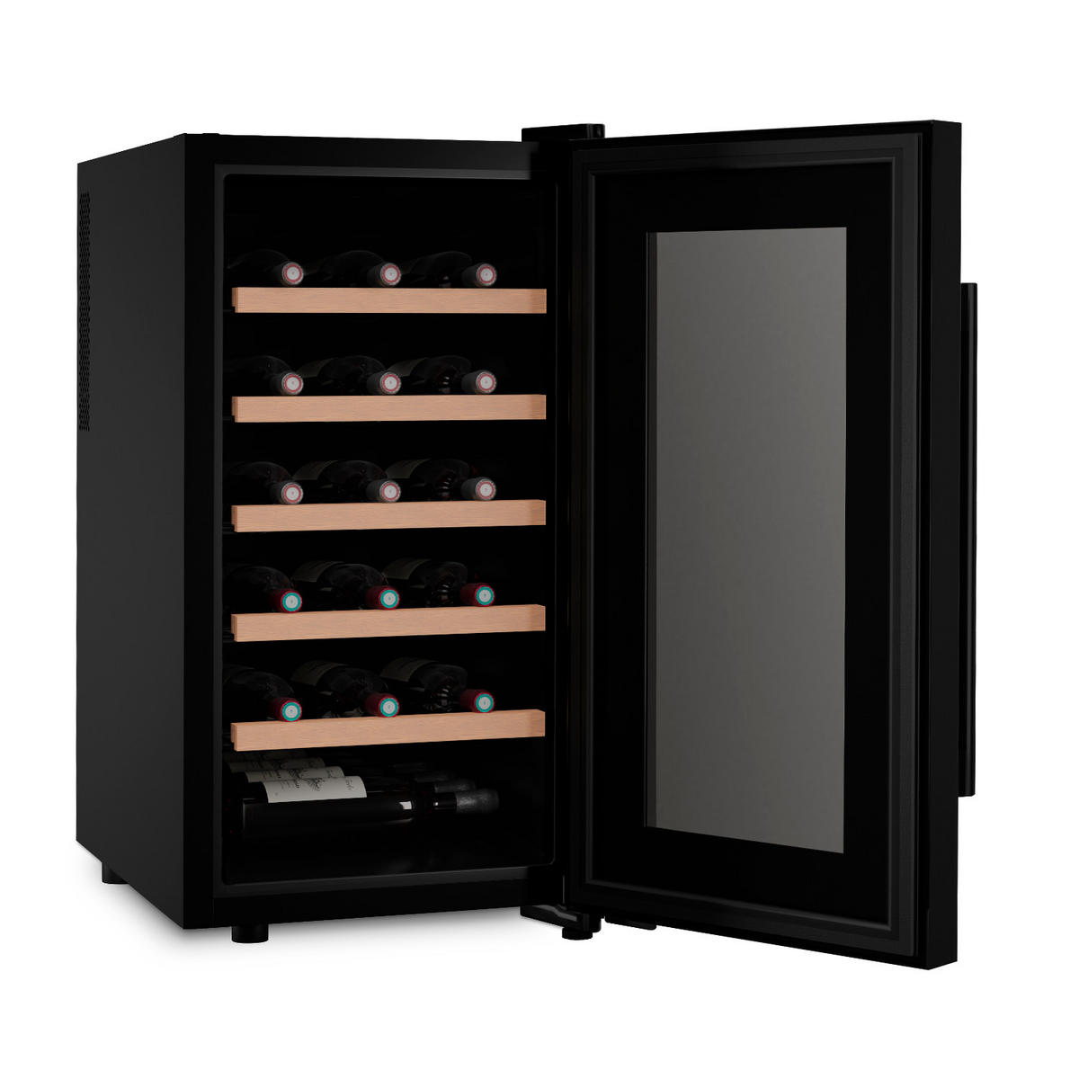 WEINKÜHLSCHRANK CAVCB18 Schwarz, 18 Flaschen, 50L, 5 Regale, Thermoelektrische Kühlung LED, Anti-UV - Schwarz, Metall (34.5/66.7/48.5cm) - Les Petits Champs