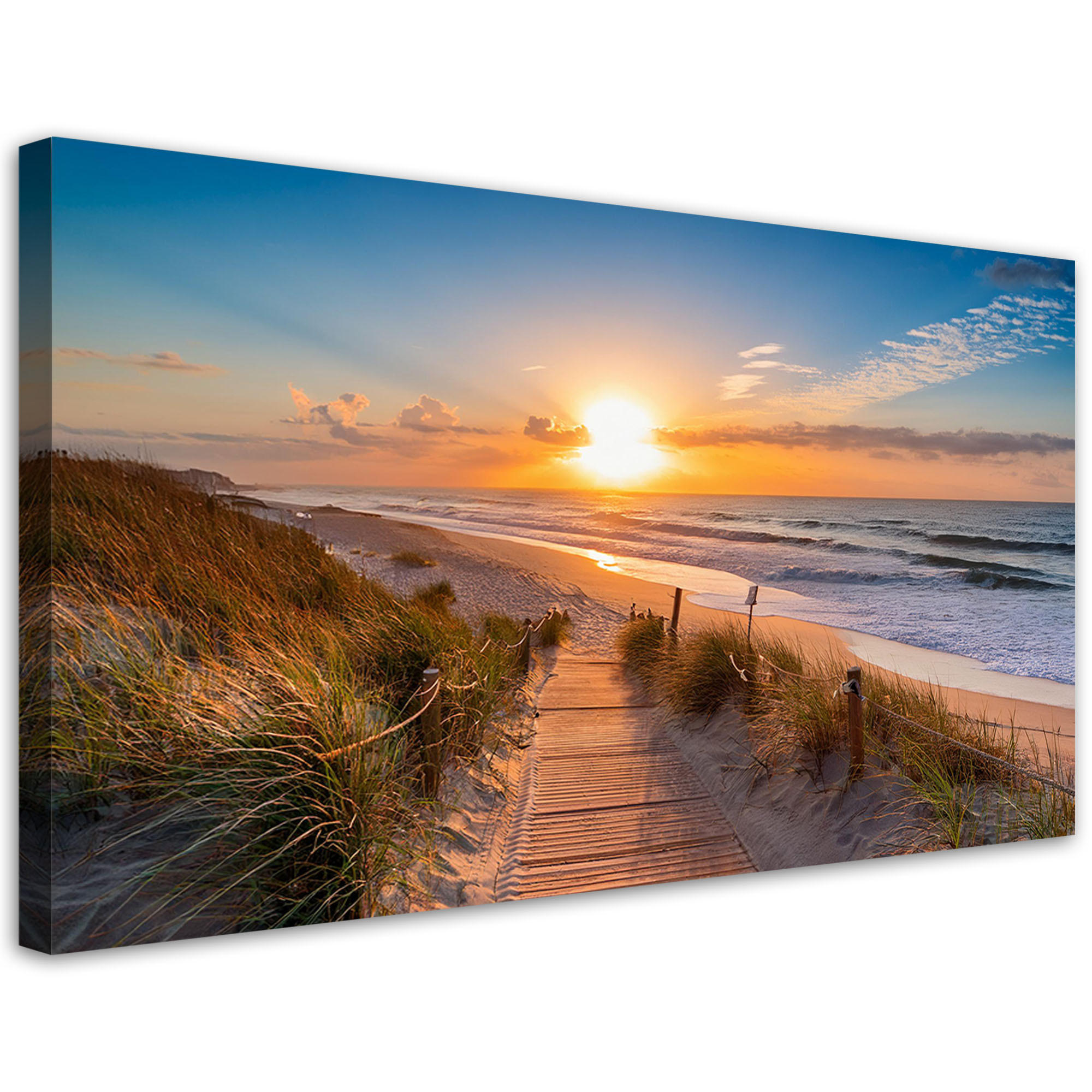 WANDBILD sonnenuntergang an der strandlandschaft - Orange, Textil (100/50cm) - Feeby