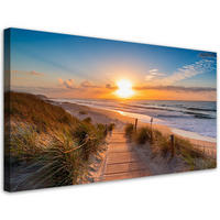 WANDBILD sonnenuntergang an der strandlandschaft - Orange, Textil (100/50cm) - Feeby