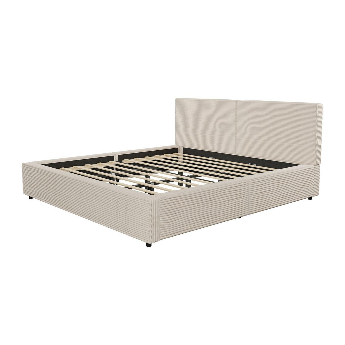 POLSTERBETT Salerno Cord beige 180x200 cm - Beige, Textil (180/200cm) - Juskys