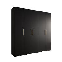 DREHTÜRENSCHRANK 236.7/250/47 5-türig - Goldfarben/Schwarz, Holz/Metall (250/236.7/47cm) - Abiks Möbel