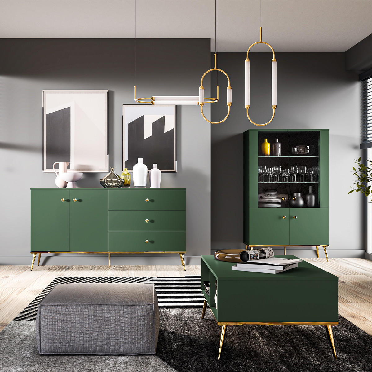 COUCHTISCH Thalia Grün - Grün, Holzwerkstoff (60/90/42cm) - Petits-meubles