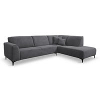 ECKSOFA Mula in L-Form, Coach Farbe: Grau, Velourstoff, Ottomane Rechts - Grau, Textil (274/210cm) - VENASI MÖBEL