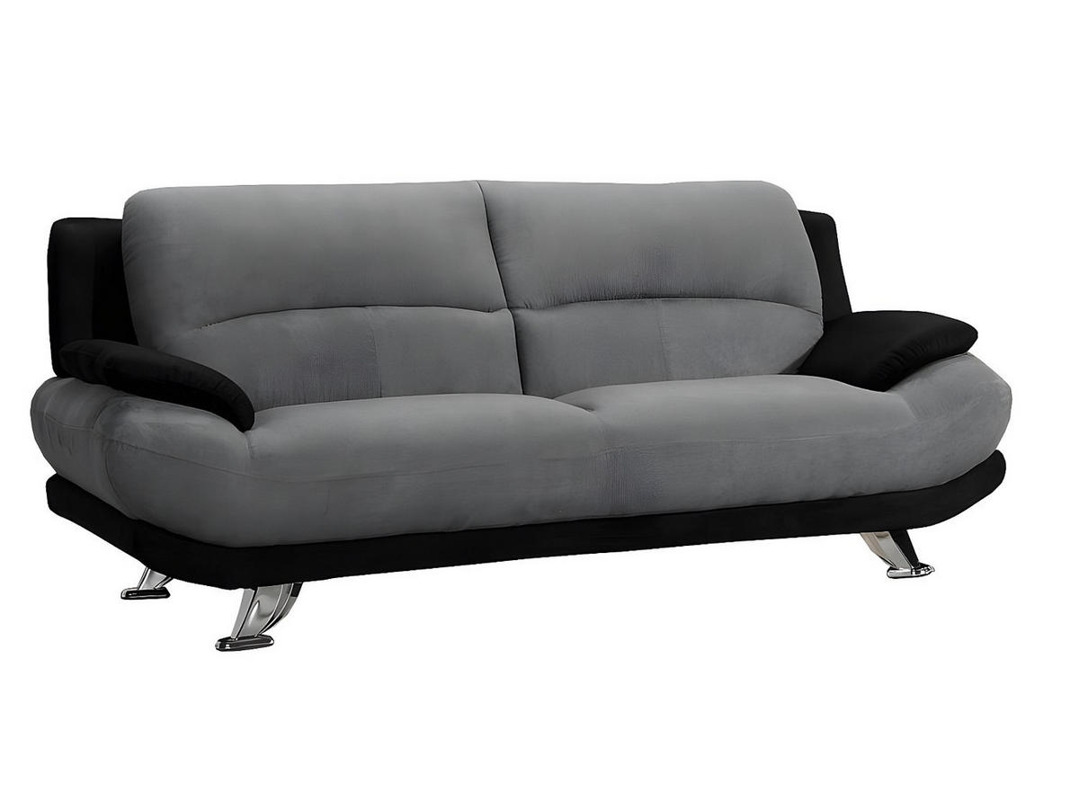 COUCHGARNITUR - 5 Personen - stoff - schwarz, grau Musko - Schwarz, Textil/Metall (200/89/91cm) - Vente-Unique