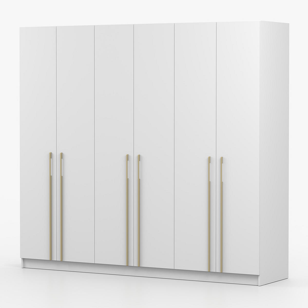 DREHTÜRENSCHRANK ROSA 6D 230/210/57 cm 6-türig Weiß - Goldfarben/Weiß, Holzwerkstoff/Metall (230/57/210cm) - imoebel24
