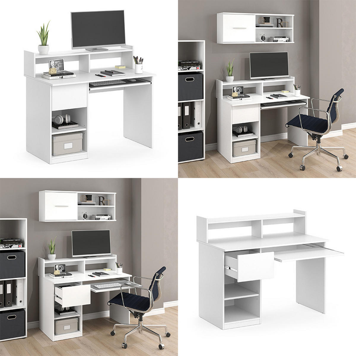 SCHREIBTISCH Keno Weiß 106 x 60 cm - Weiß, Holzwerkstoff (60/106/91.4cm) - Vicco