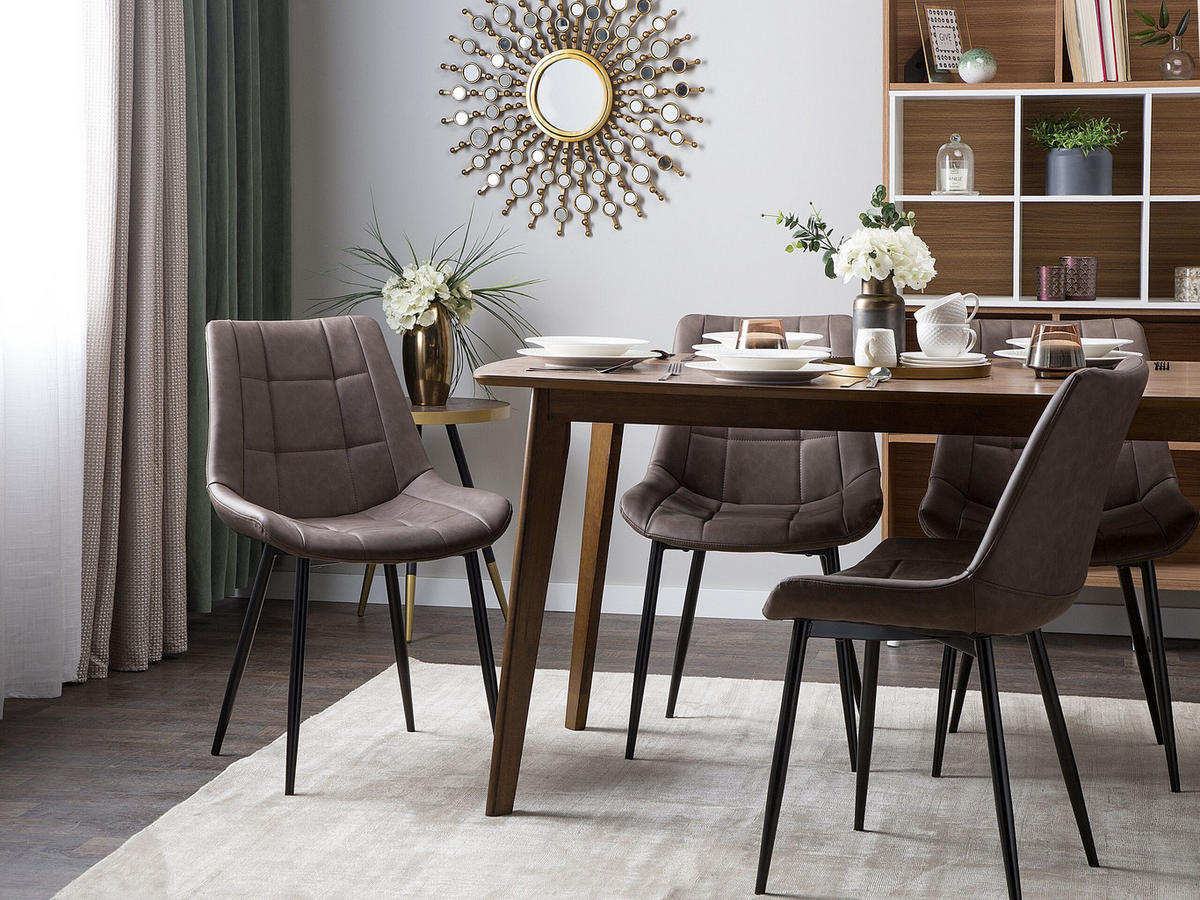 ESSZIMMERSTUHL 2er-Set Kunstleder Dunkelbraun Melrose - Braun, Textil/Metall (51/82/59cm) - Beliani