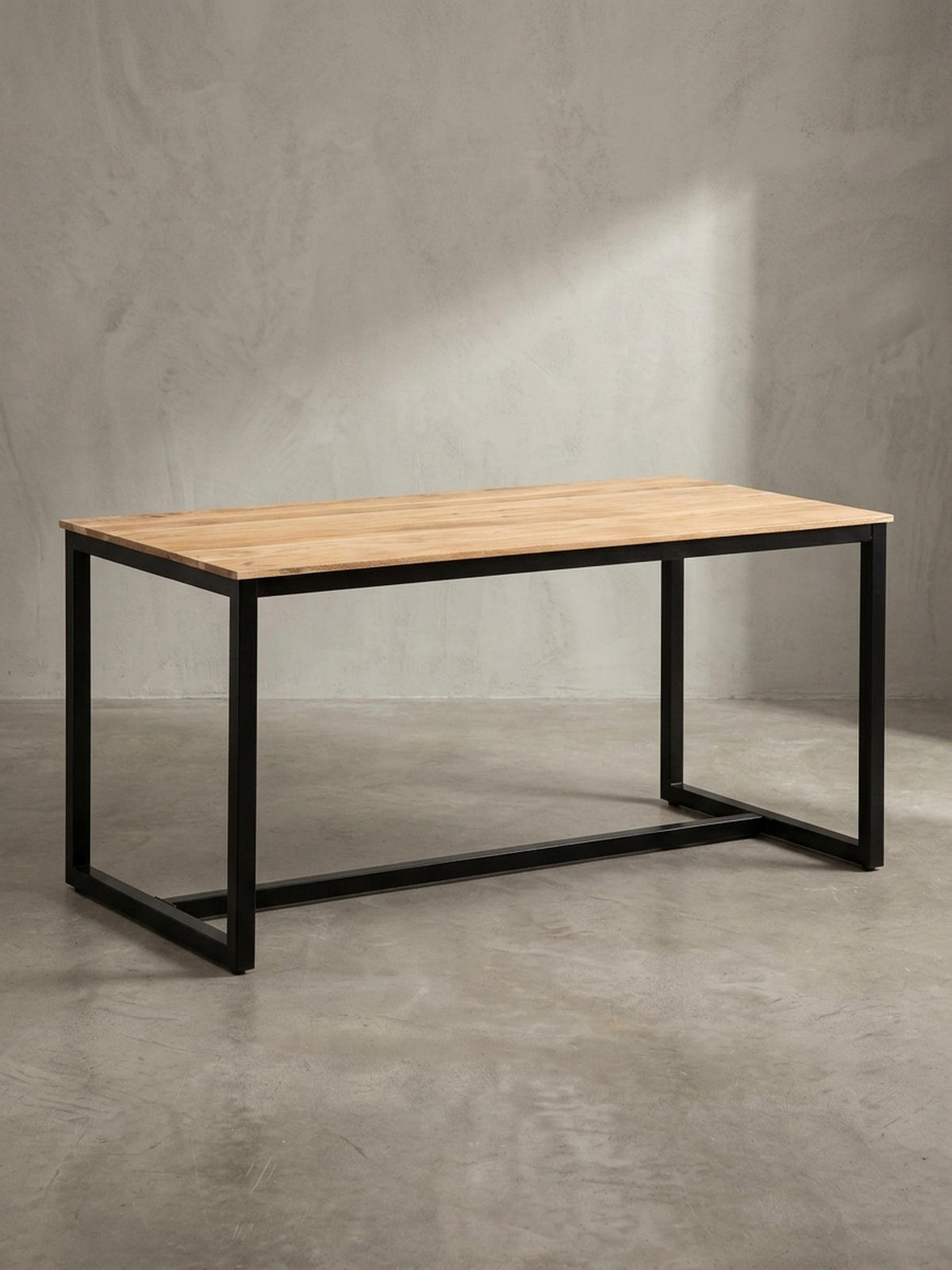 ESSTISCH Massivholz Metall Rechteckig Loft-Stil, Akazie 160x80x76 cm - Schwarz/Akaziefarben, Holz/Metall (80/160/76cm) - KADIMA DESIGN