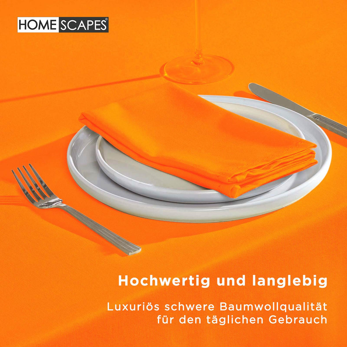 TISCHDECKE orange rund 178 cm, 100% Baumwolle - Orange, Textil (178/178cm) - Homescapes