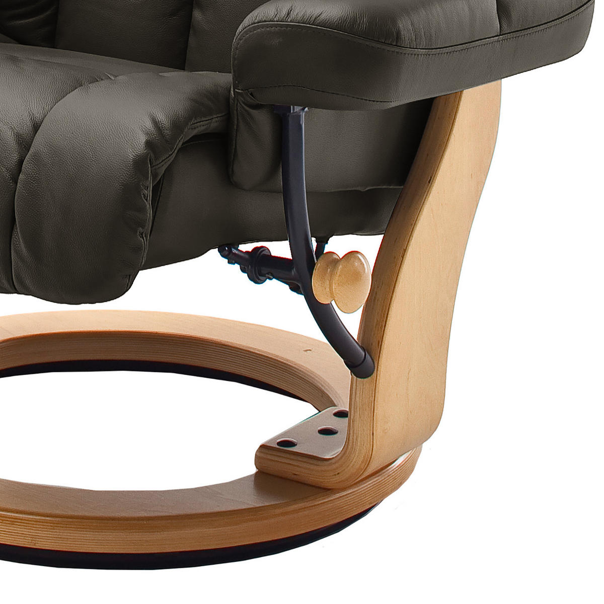 RELAXSESSEL - 2-teilig - Holzwerkstoff / Echtleder / Kunstleder - Schlammfarben, Leder/Birkenholz (90/104/91cm) - home24