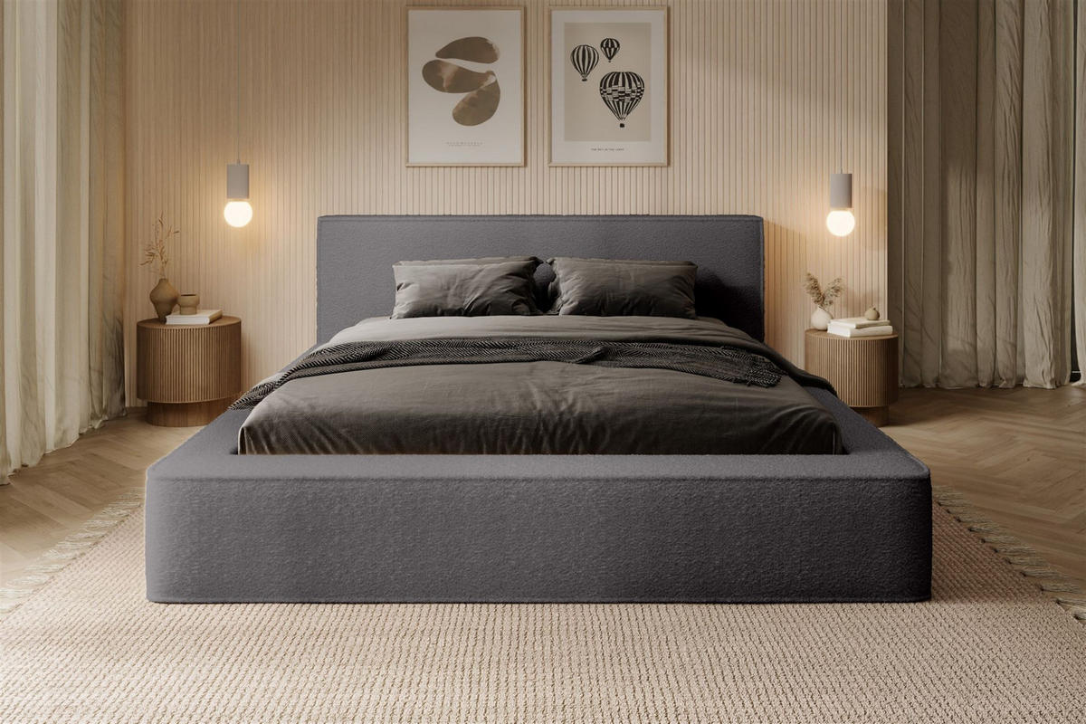 POLSTERBETT Omaha In Euphoria - Grau, Holzwerkstoff/Textil (140/200cm) - Fun Möbel