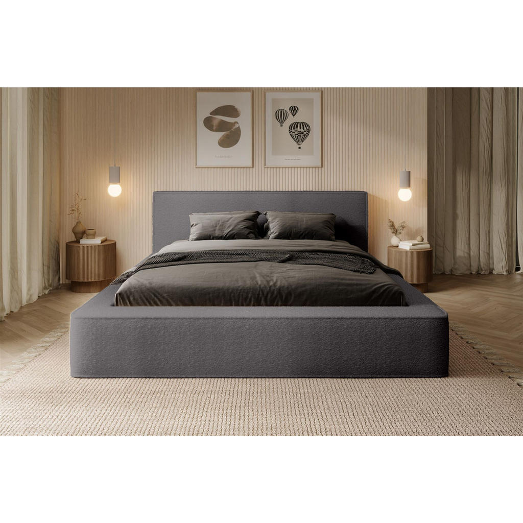 Thumbnail - Fun Möbel Polsterbett, Grau, Textil, 160x200 cm, Schlafzimmer, Betten, Polsterbetten