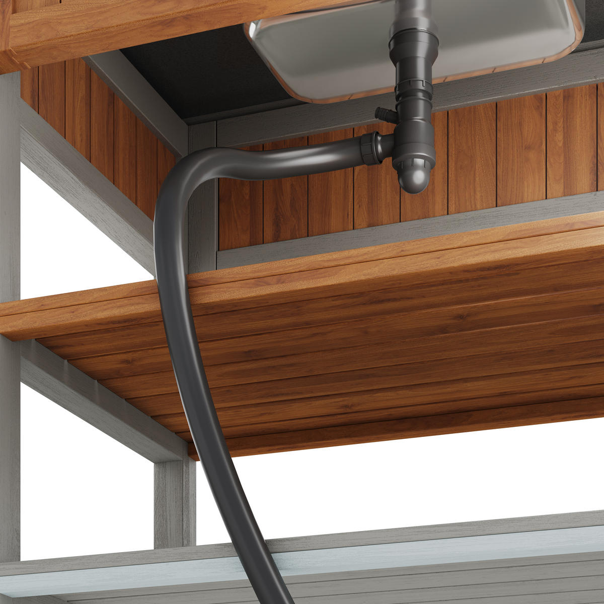 GARTENSCHRANK Outdoor Wasserhahn Flaschenöffner Arbeitsfläche - Naturfarben, Holz (51/141/80cm) - FLIEKS