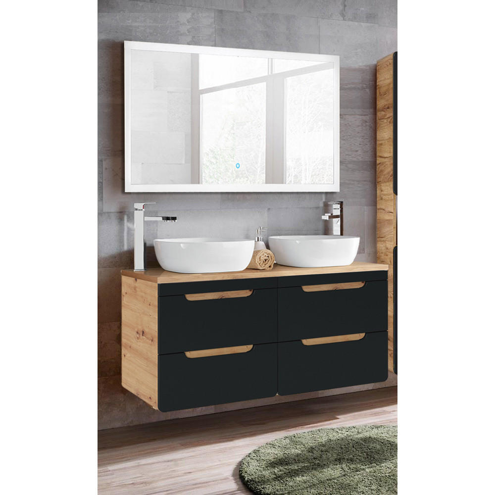 BADMÖBEL-SET 2-TLG. New-luton - Anthrazit, Holzwerkstoff (121/200/46cm) - Lomado