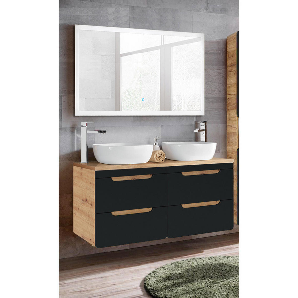 BADMÖBEL-SET 2-TLG. New-luton - Anthrazit, Holzwerkstoff (121/200/46cm) - Lomado