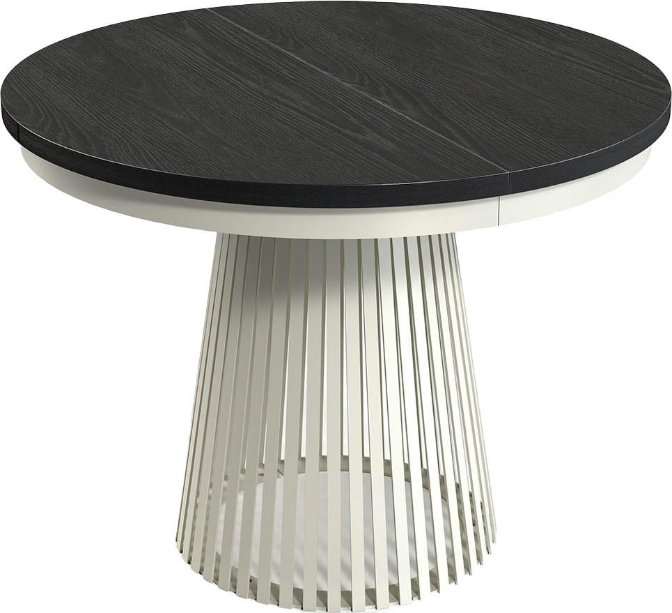ESSTISCH Scala runder ausziehbarer, Schwarz 100-180/100/75 cm - Kaschmir/Schwarz, Holzwerkstoff/Metall (100/100/75cm) - WFL GROUP
