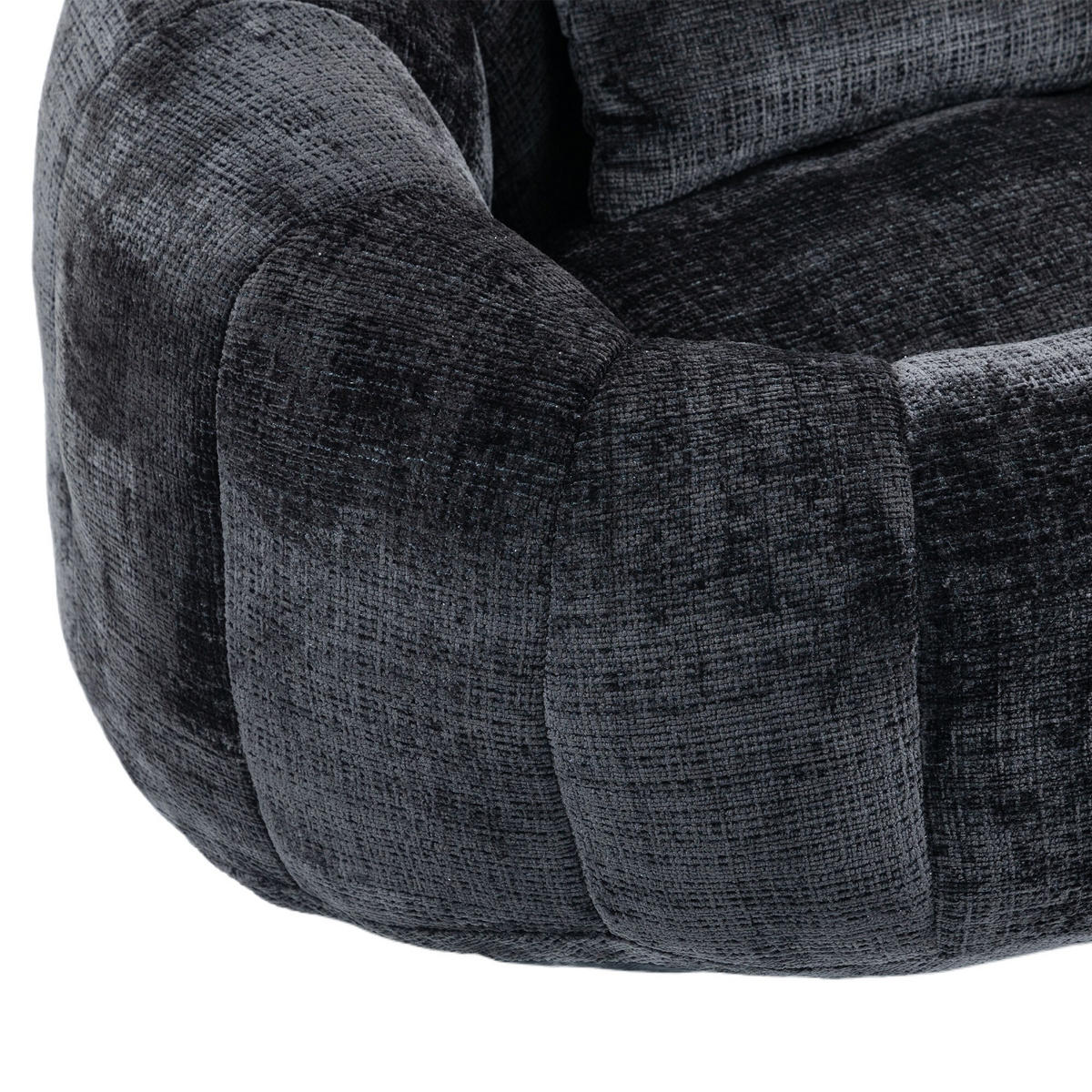SITZSACK Chenille, Sofa mit 3 extra Kopfkissen,Schwarz - Schwarz, Textil (145/63/95cm) - LVHOM