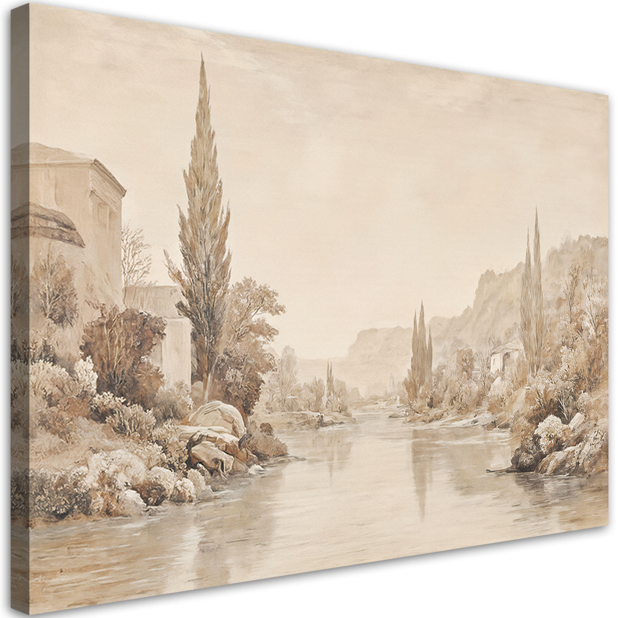WANDBILD landschaft natur sepia botanik - Beige, Textil (60/40cm) - Feeby