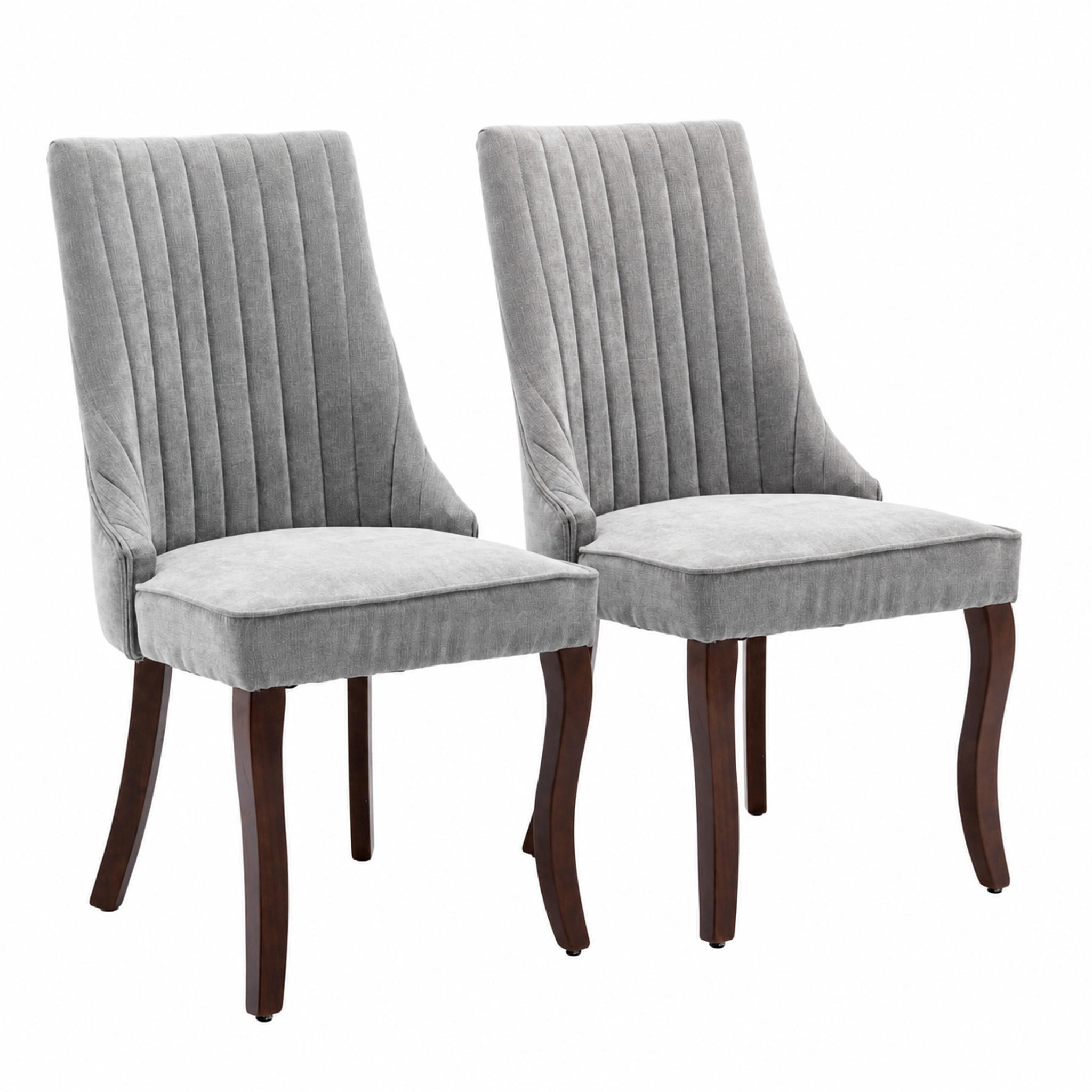 ESSZIMMERSTUHL 2er-Set mit hoher Rückenlehne Chenille Grey - Grau, Holz (50/95.5/64cm) - Meubliv