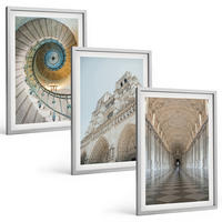 BILDER SET 3er Set - 40x60 cm Silberner Rahmen - Wendeltreppe der Kathedralenfassade - Silberfarben, Kunststoff (40/60cm) - TULUP