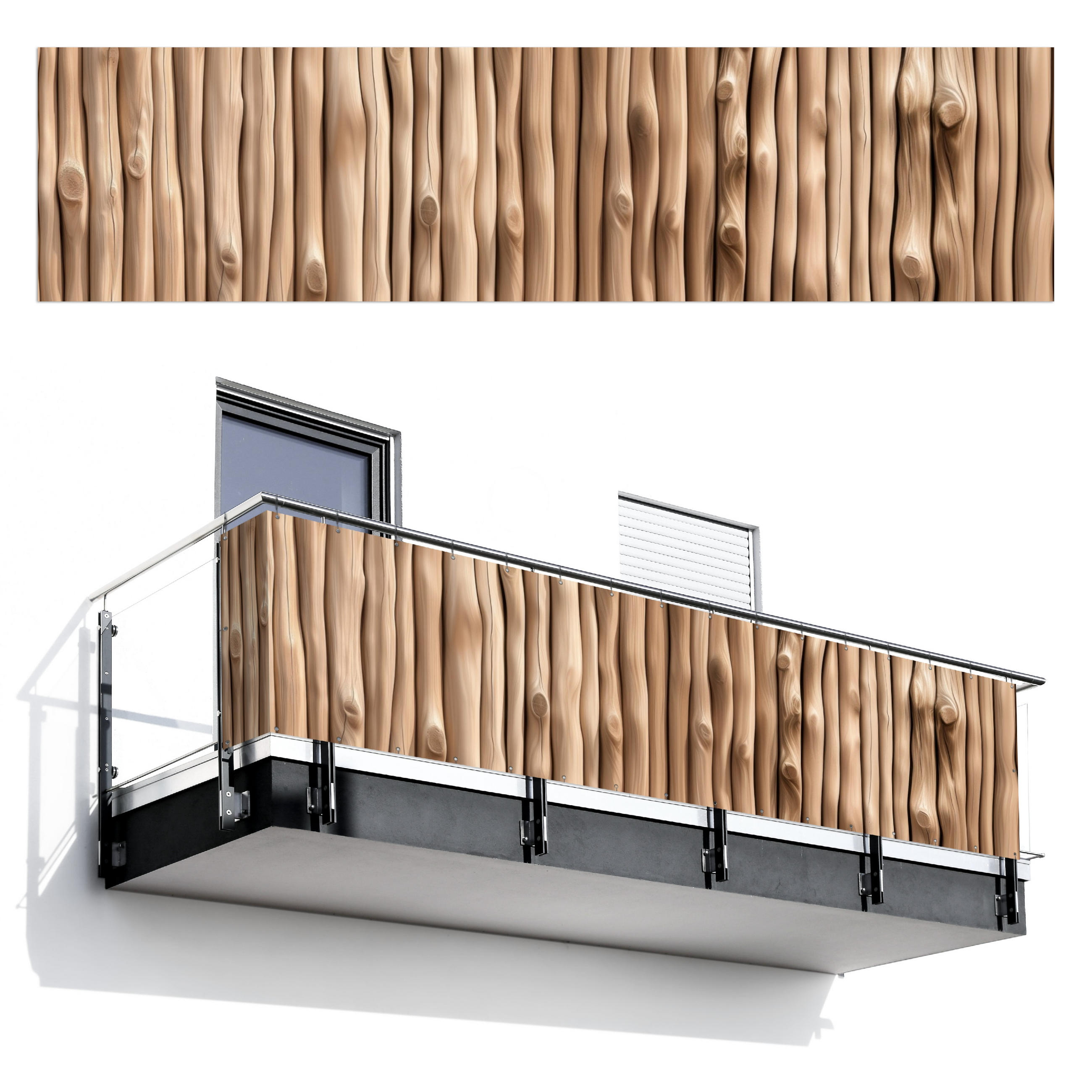 BALKON-SICHTSCHUTZ Holz - Stiel - Hellbraun - Ahornfarben, Kunststoff (500/120cm) - MuchoWow