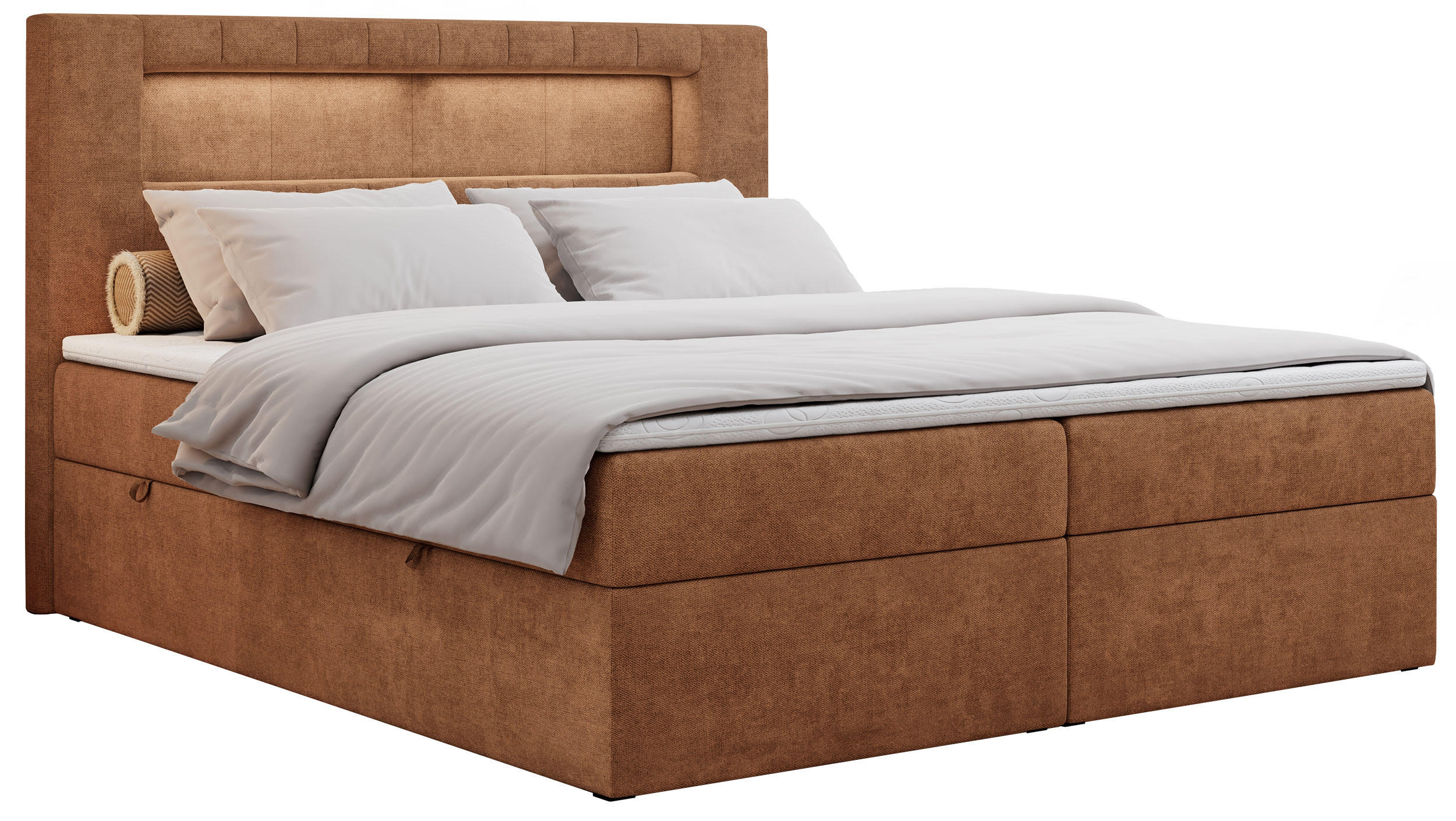 BOXBETT GOLD-5 LED 200/200 Orange Struktur - H3 - Orange, Holz/Textil (200/200cm) - MKS
