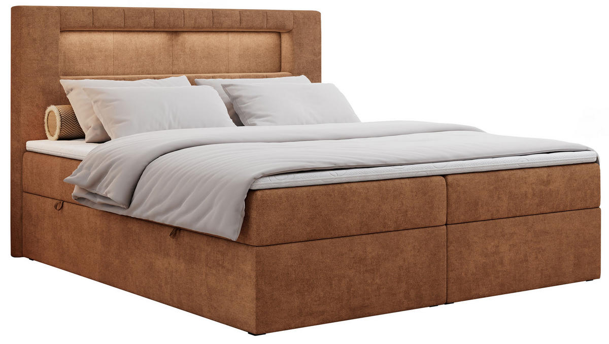 BOXBETT GOLD-5 LED 200/200 Orange Struktur - H3 - Orange, Holz/Textil (200/200cm) - MKS