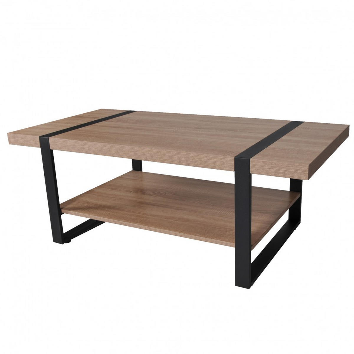COUCHTISCH SINTRA/ Kaffeetisch 120x60 - Gebleichte Eiche und Schwarz - Multicolor/Schwarz, Holzwerkstoff/Metall (100/64/63cm) - Weber Industries