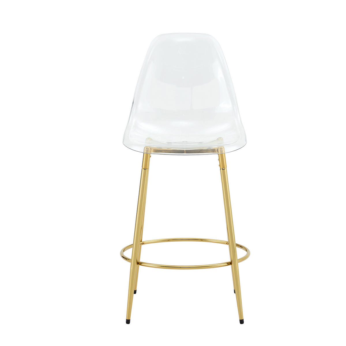 BARTISCH-SET DE-39404 5-teilig, Glastisch und 4 Hocker Transparent/Gold - Goldfarben, Metall (89/92/89cm) - ComfortXL